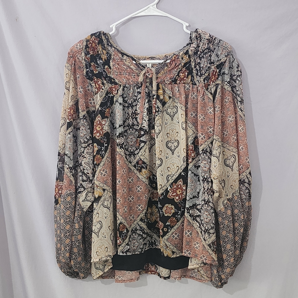 Maurices Patchwork peasant blouse, medium